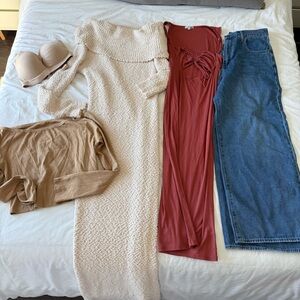 White JLux Label Dress and Size Large Clothing Bundle